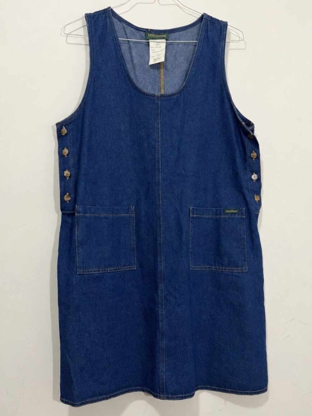 Vintage Harve Benard Denim Jumper Dress Sz L Pocket Button Cottagecore Teacher